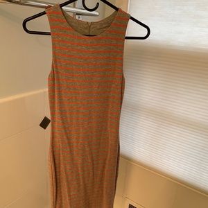 Tart Grey and Coral Striped Bodycon Dress